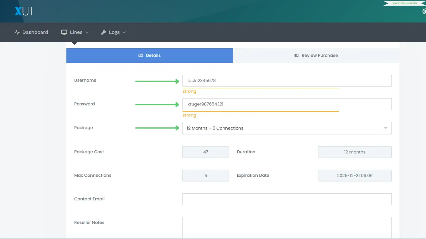 add userneme and password