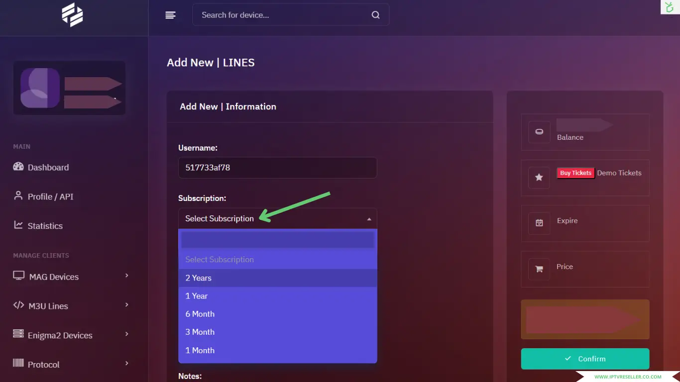 select subscripion