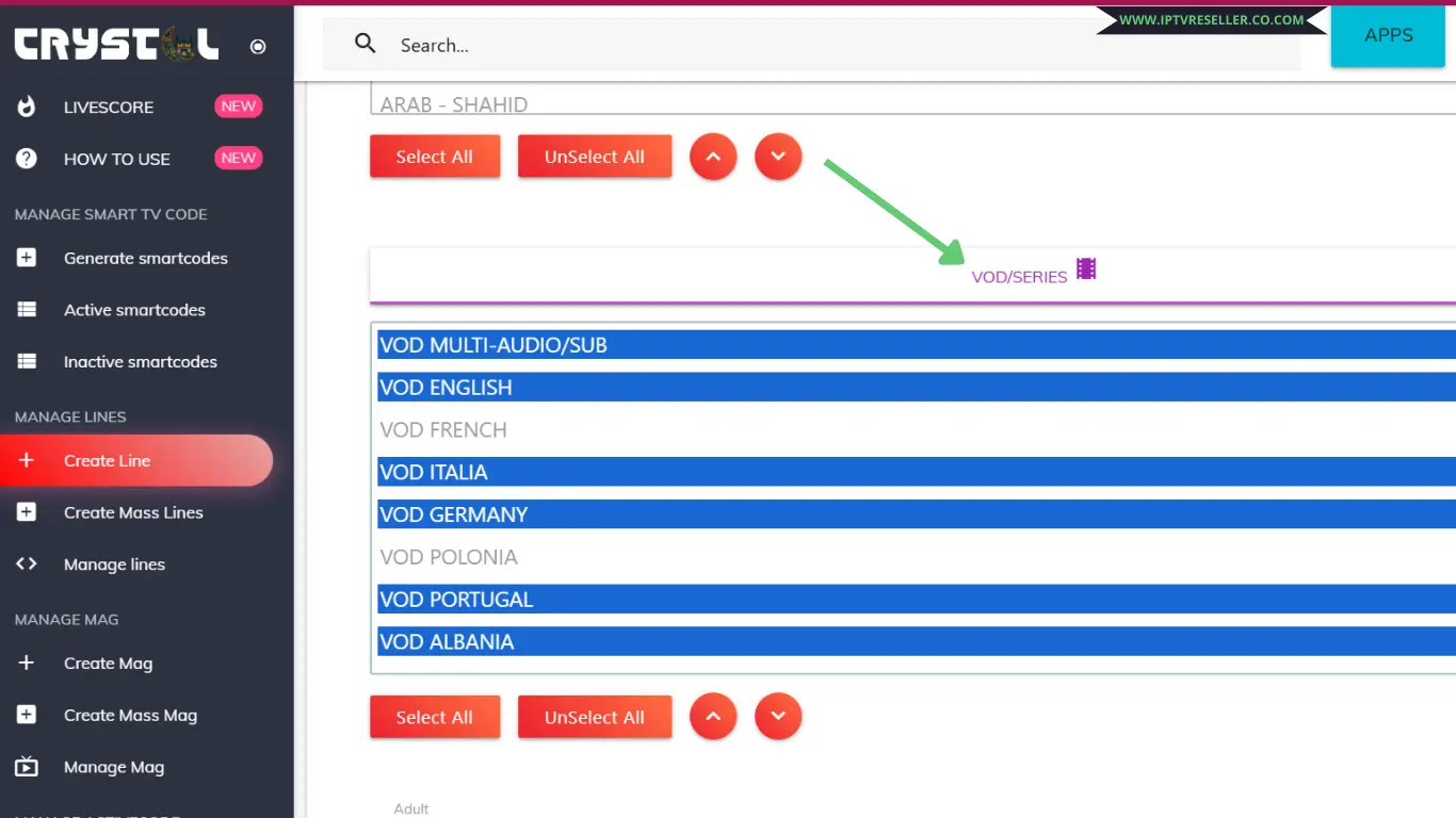 choose crystal vods and series